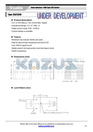 CSLF2520 datasheet - Power Inductors <SMD Type: CSLF Series>