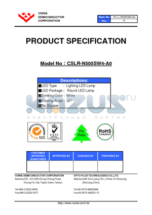 CSLR-N505SW4-A0 datasheet - LED