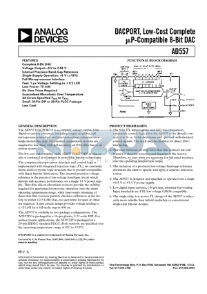 AD557 datasheet - DACPORT, Low-Cost Complete mP-Compatible 8-Bit DAC