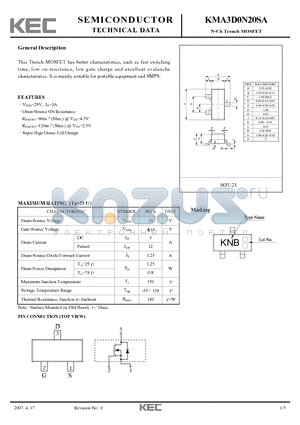 KMA3D0N20SA datasheet - N-Ch Trench MOSFET