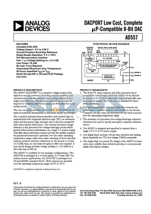 AD557JNZ datasheet - DACPORT Low Cost, Complete lP-Compatible 8-Bit DAC