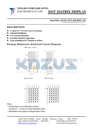 FYM-7571BW datasheet - DOTMATRIX DISPLAY