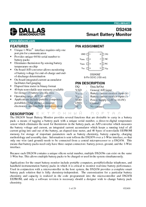 DS2438Z datasheet - Smart Battery Monitor