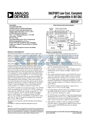 AD558KN datasheet - DACPORT Low Cost, Complete uP-Compatible 8-Bit DAC