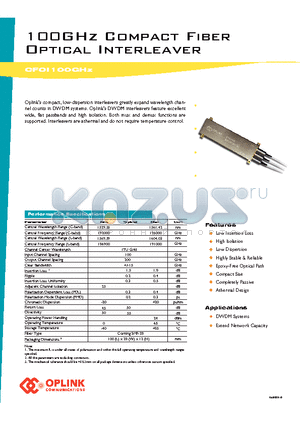 CFOI100200CW125 datasheet - Optical Interleaver