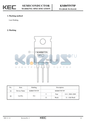 KMB075N75P datasheet - TO-220AB PACKAGE