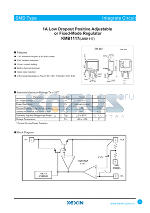 KMB1117-1.8 datasheet - 1A Low Dropout Positive Adjustable or Fixed-Mode Regulator