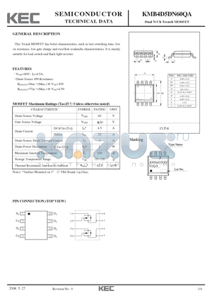 KMB4D5DN60QA datasheet - Dual N-Ch Trench MOSFET