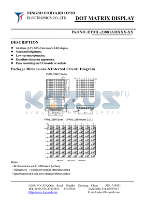 FYML-23881AXXX-1 datasheet - DOTMATRIX DISPLAY