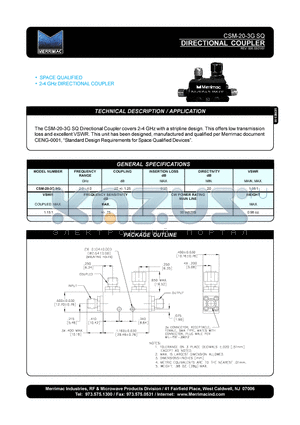 CSM-20-3GSQ datasheet - DIRECTIONAL COUPLER