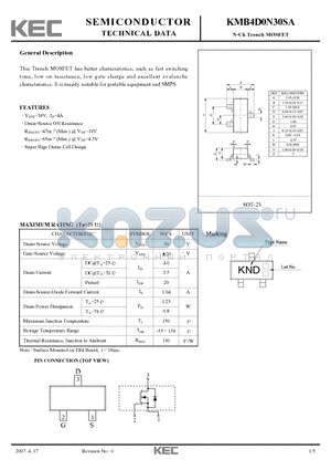 KMB4D0N30SA datasheet - N-Ch Trench MOSFET