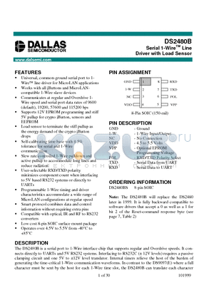 DS2480BS datasheet - Serial 1-Wire Line Driver with Load Sensor