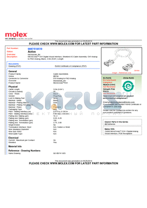 88741-8410 datasheet - MicroCross DVI Digital Visual Interface, Shielded I/O Cable Assembly: DVI-Analog to P&D-Analog, Black, 3.0m (9.84) Length