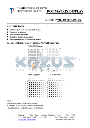 FYML-23882AX-1 datasheet - DOTMATRIX DISPLAY