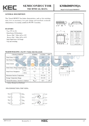 KMB6D0DN35QA datasheet - Dual N-Ch Trench MOSFET
