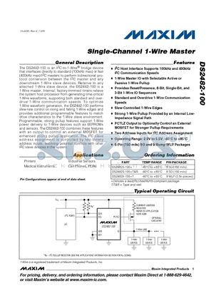 DS2482S-100+ datasheet - Single-Channel 1-Wire Master