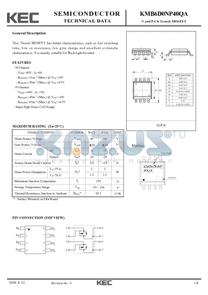 KMB6D0NP40QA datasheet - N and P-Ch Trench MOSFET