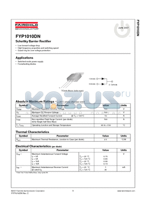 FYP1010DN datasheet - Schottky Barrier Rectifier