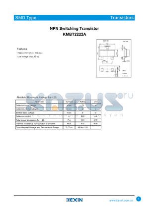 KMBT2222A datasheet - NPN Switching Transistor