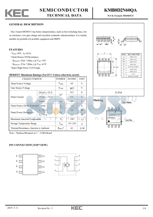 KMB8D2N60QA datasheet - N-Ch Trench MOSFET