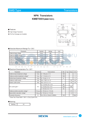 KMBT5551 datasheet - NPN Transistors
