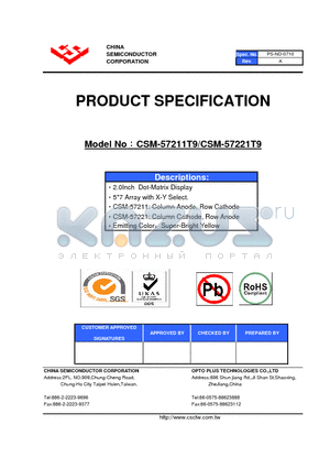 CSM-57211T9 datasheet - 2.0Inch Dot-Matrix Display