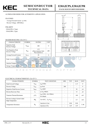 E30A2CPS datasheet - STACK SILICON DIFFUSED DIODE (ALTERNATOR DIODE FOR AUTOMOTIVE)