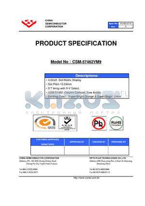 CSM-57462VM9 datasheet - 4.0Inch Dot-Matrix Display