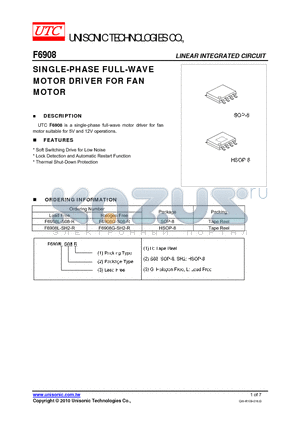 F6908G-SH2-R datasheet - SINGLE-PHASE FULL-WAVE MOTOR DRIVER FOR FAN MOTOR