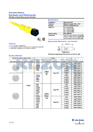 889D-F5AC-15 datasheet - Cordsets and Patchcords