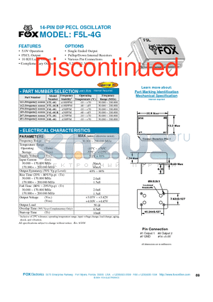 F6L-4GR datasheet - 14-PIN DIP PECL OSCILLATOR