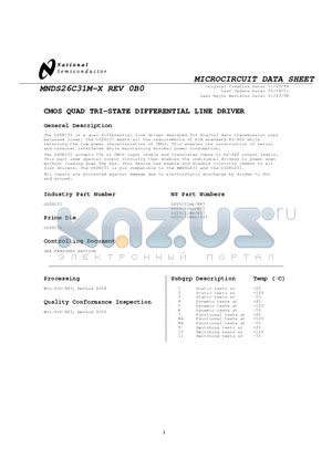 DS26C31MWG/883 datasheet - CMOS QUAD TRI-STATE DIFFERENTIAL LINE DRIVER