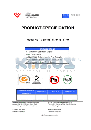 CSM-88141A9 datasheet - 1.5 Inch 8X8 Dot-Matrix Display