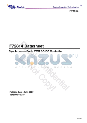 F72814SG datasheet - Synchronous Buck PWM DC-DC Controller