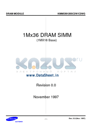 KMM5361205C2W datasheet - 1M x 36 DRAM SIMM using 1Mx16 and 4M Quad CAS EDO, 1K Refresh