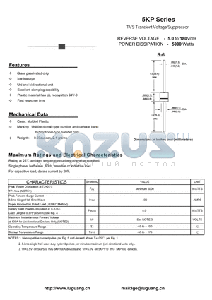 5KP6.5CA datasheet - TVS Transient Voltage Suppressor