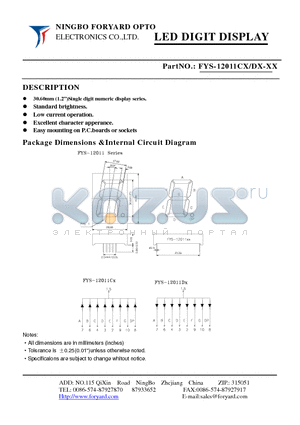 FYS-12011DX-4 datasheet - LED DIGIT DISPLAY