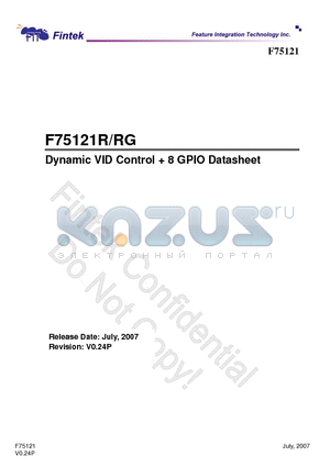 F75121 datasheet - Dynamic VID Control  8 GPIO Datasheet