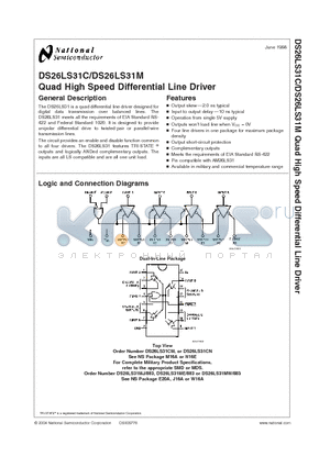 DS26LS31MW/883 datasheet - Quad High Speed Differential Line Driver