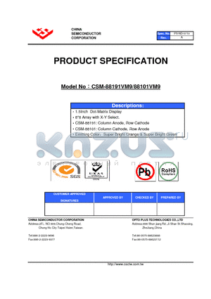 CSM-88191VM9 datasheet - 1.5Inch Dot-Matrix Display