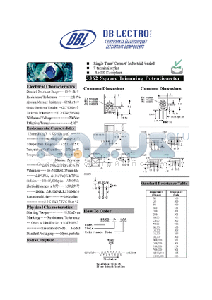 3362-P-103 datasheet - Square Trimming Potentiometer