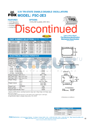 F7C-2E3R datasheet - 3.3V TRI-STATE ENABLE/DISABLE OSCILLATORS