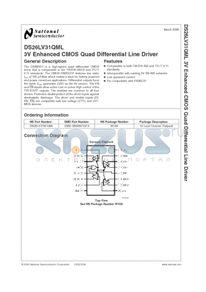 DS26LV31QML datasheet - 3V Enhanced CMOS Quad Differential Line Driver