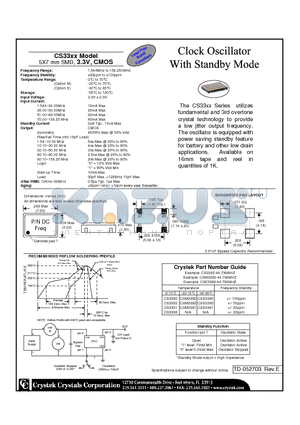 CSM3390 datasheet - CLOCK OSCILLATOR WOTH STANDBY MODE