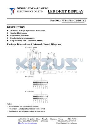 FYS-15011CX-2 datasheet - LED DIGIT DISPLAY