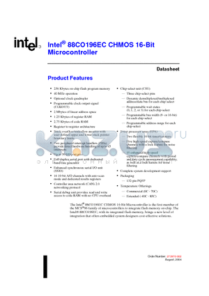 88CO196EC datasheet - CHMOS 16-Bit Microcontroller