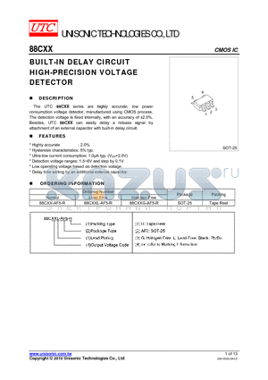 88CXX-AF5-R datasheet - BUILT-IN DELAY CIRCUIT HIGH-PRECISION VOLTAGE DETECTOR