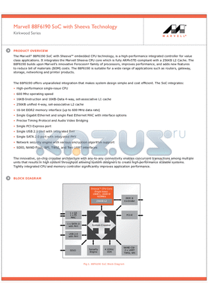 88F6190 datasheet - SoC with Sheeva Technology Kirkwood Series