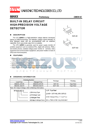 88NXXL-AD4-R datasheet - BUILT-IN DELAY CIRCUIT HIGH-PRECISION VOLTAGE DETECTOR