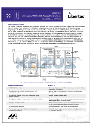 88W8000 datasheet - Wireless LAN 802.11b Access Point Chipset